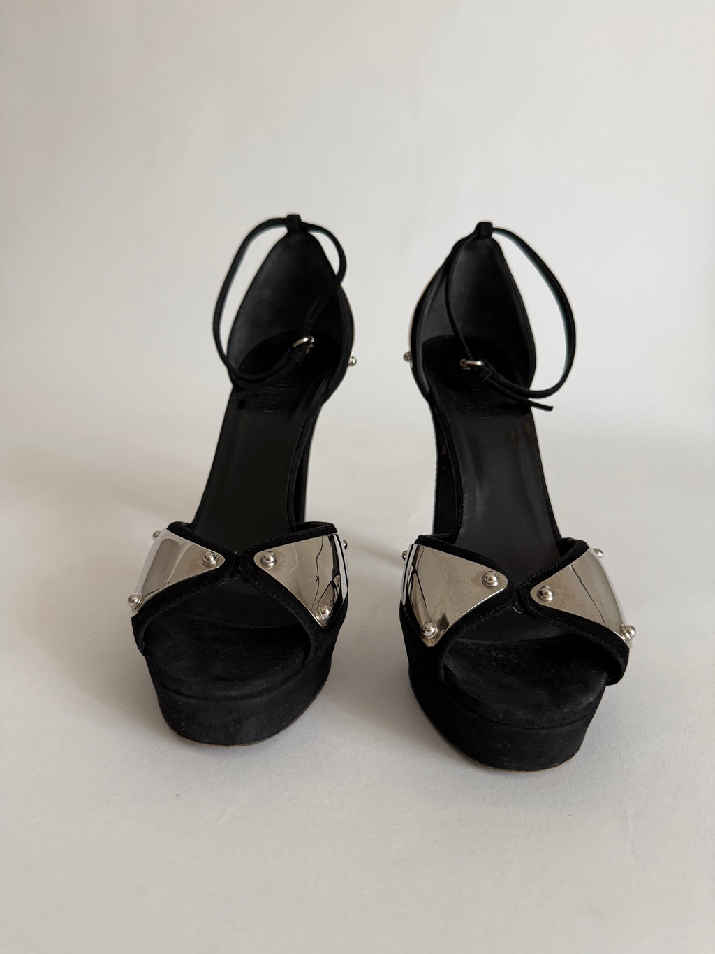 Gucci black silver heels