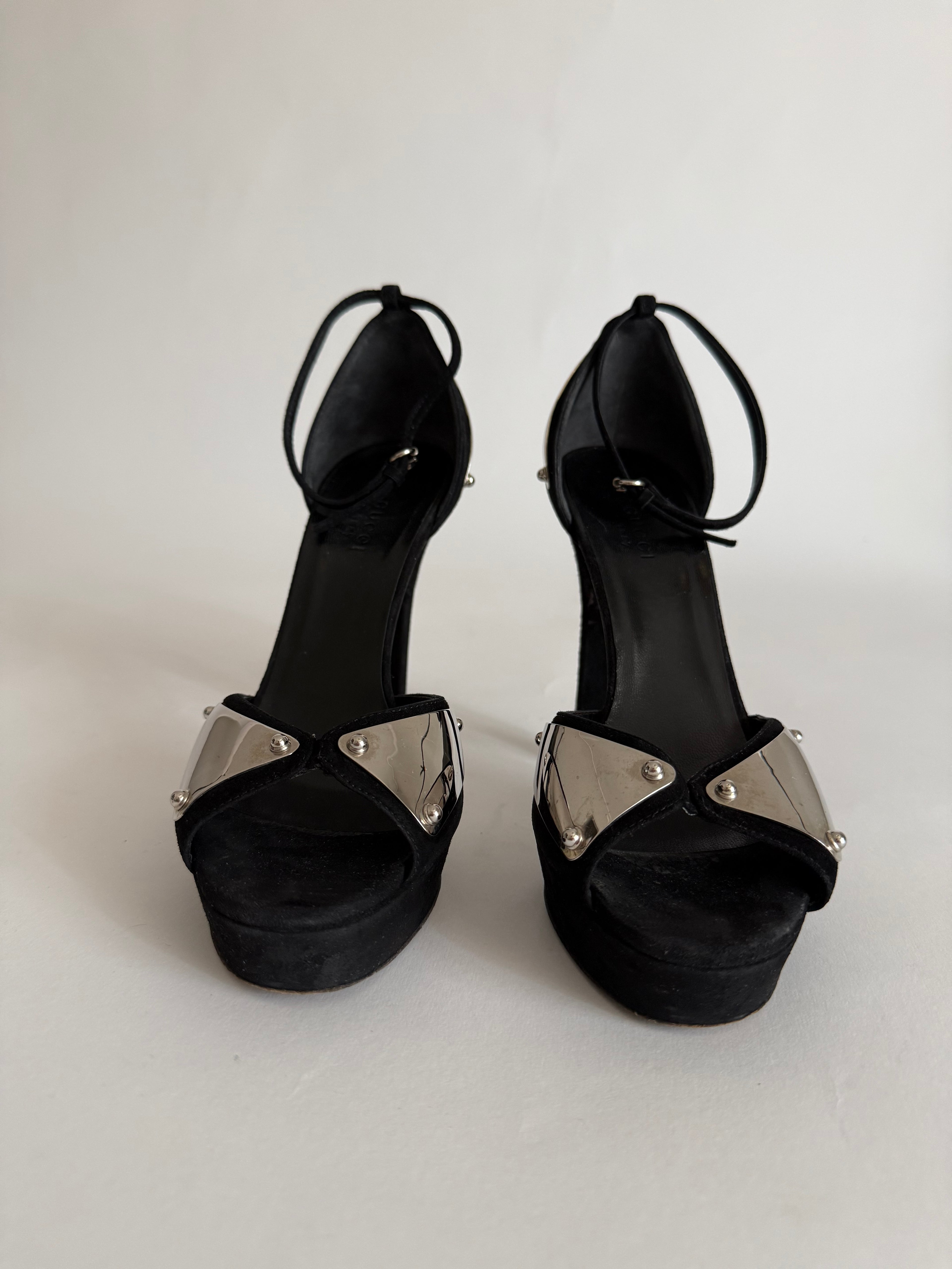Gucci black silver heels