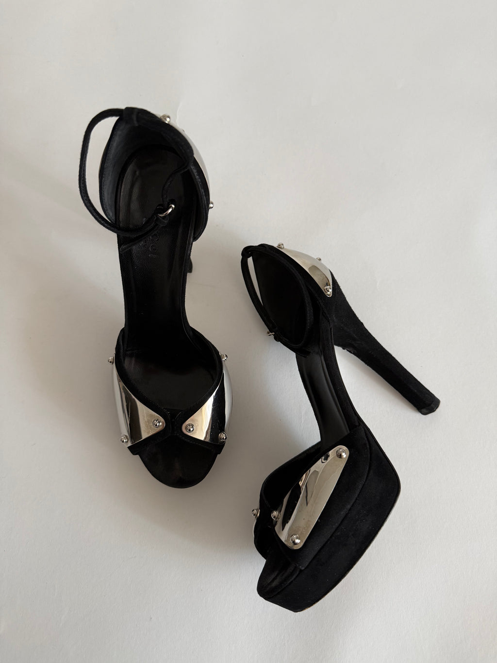 Gucci black silver heels