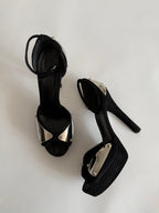 Gucci black silver heels