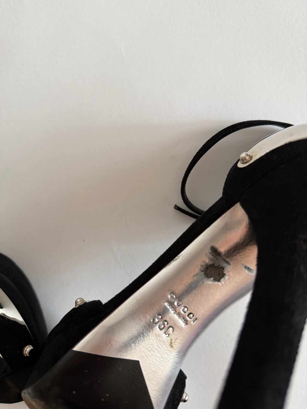 Gucci black silver heels