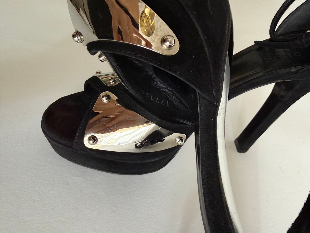 Gucci black silver heels