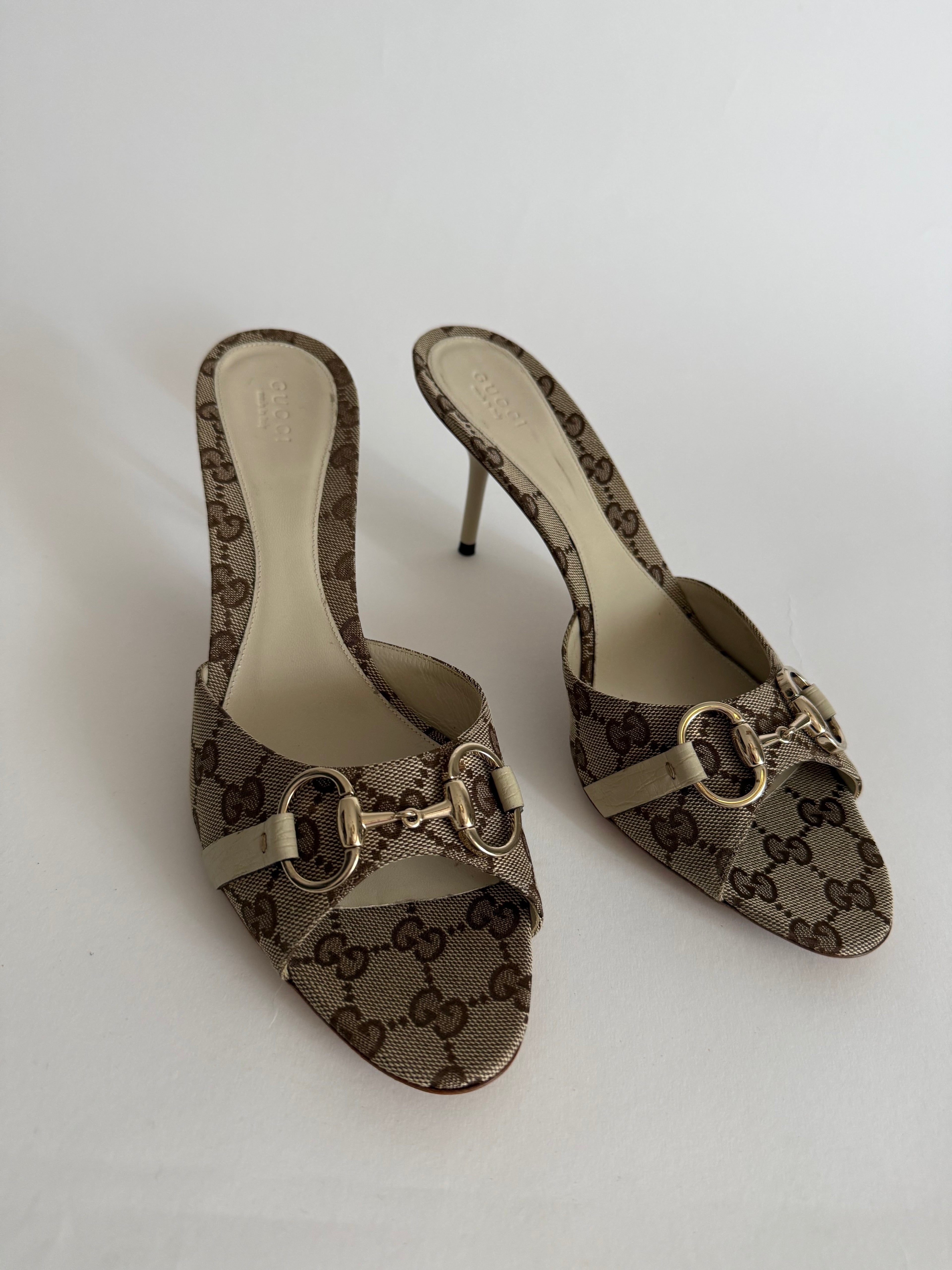 Gucci horsebit monogram heels