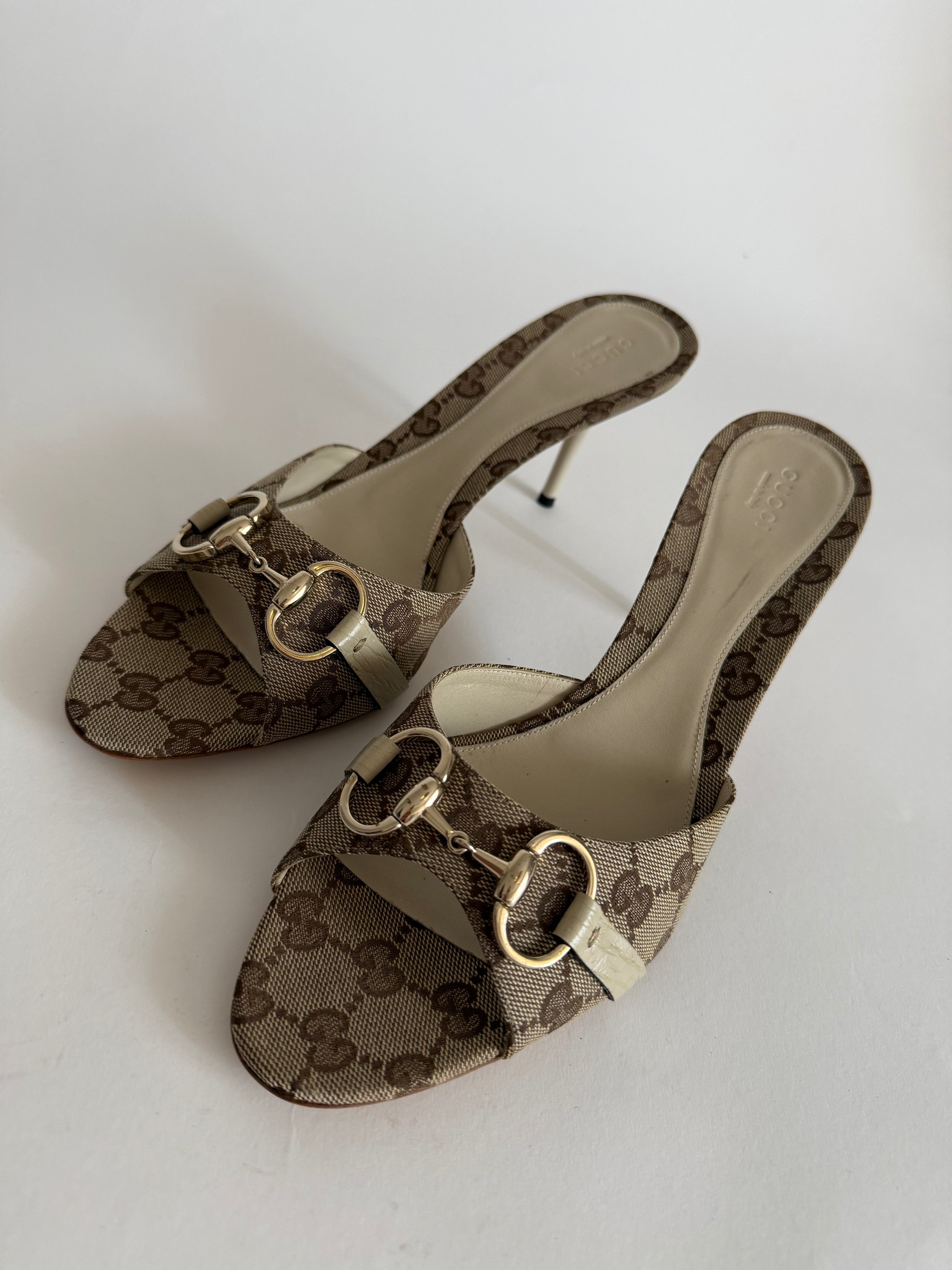 Gucci horsebit monogram heels