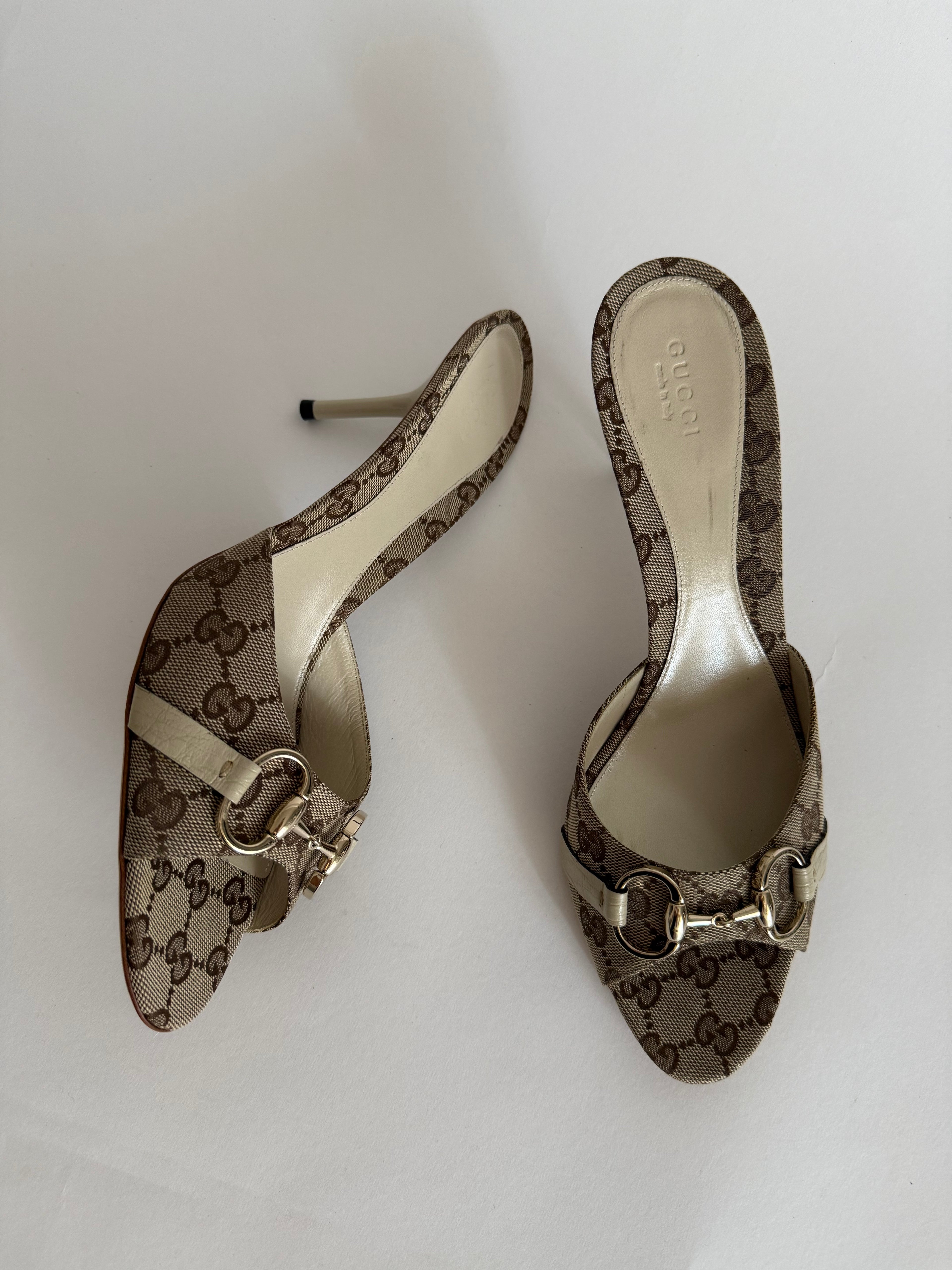 Gucci horsebit monogram heels