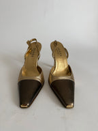 Gucci F/W 2000 gold tiger slingback