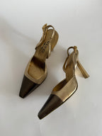 Gucci F/W 2000 gold tiger slingback