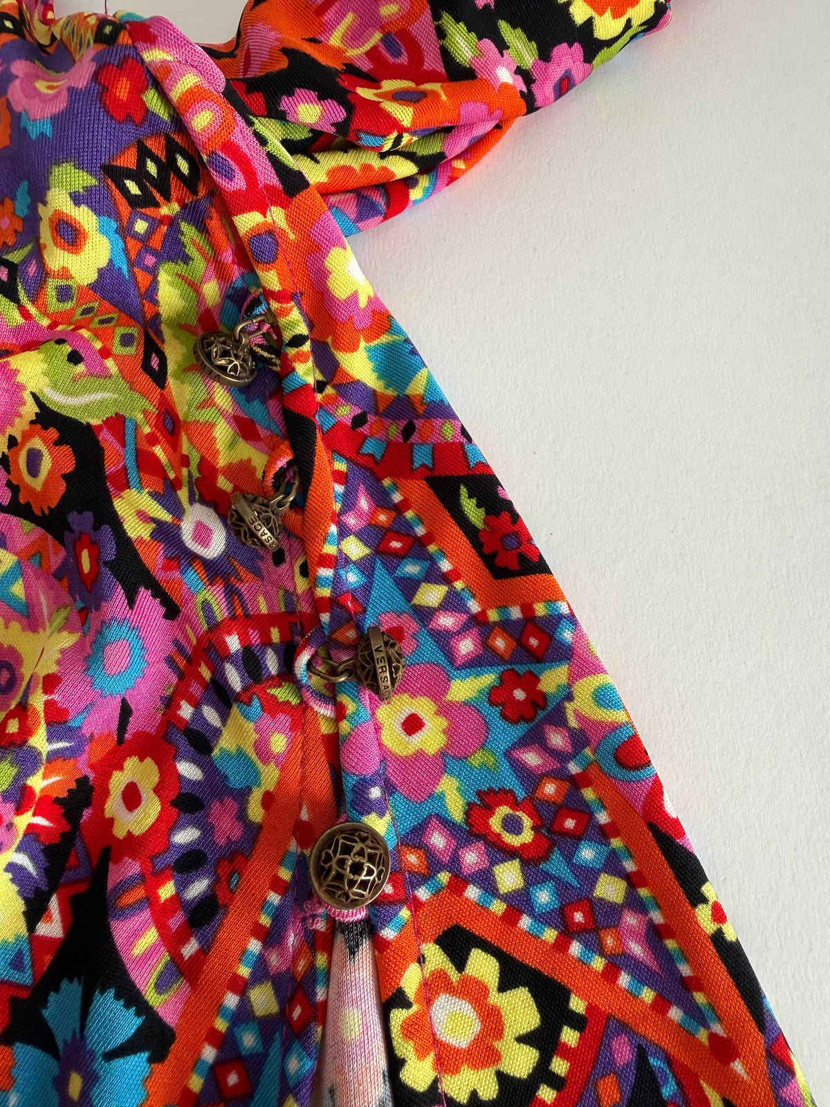 Iconic Gianni Versace FW 2002 Runway multicolor flower dress