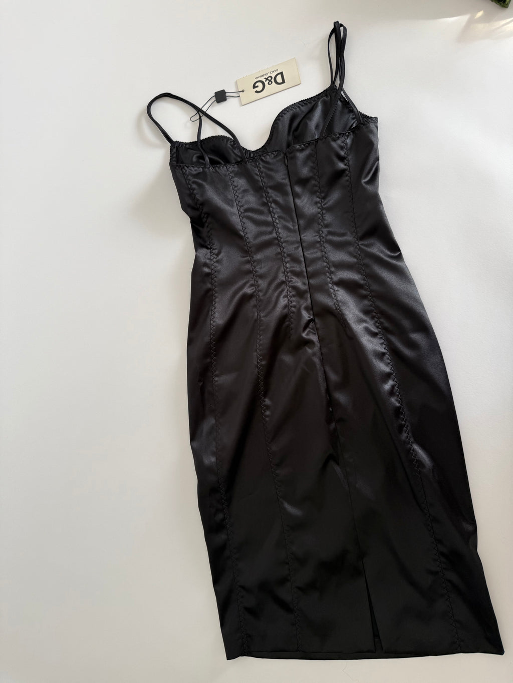 Dolce & Gabbana FW 2003 satin black dress