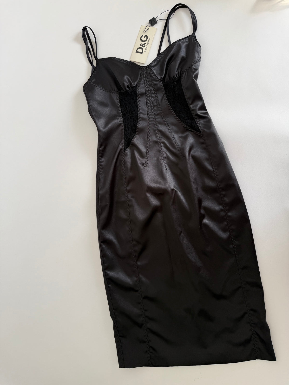 Dolce & Gabbana FW 2003 satin black dress