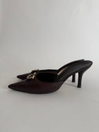 Gucci monogram leather GG mules