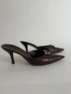 Gucci monogram leather GG mules