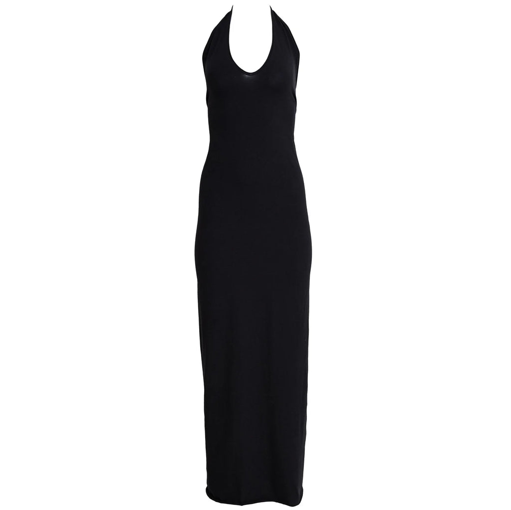 Jean Paul Gaultier long black cut-out dress early 2000s