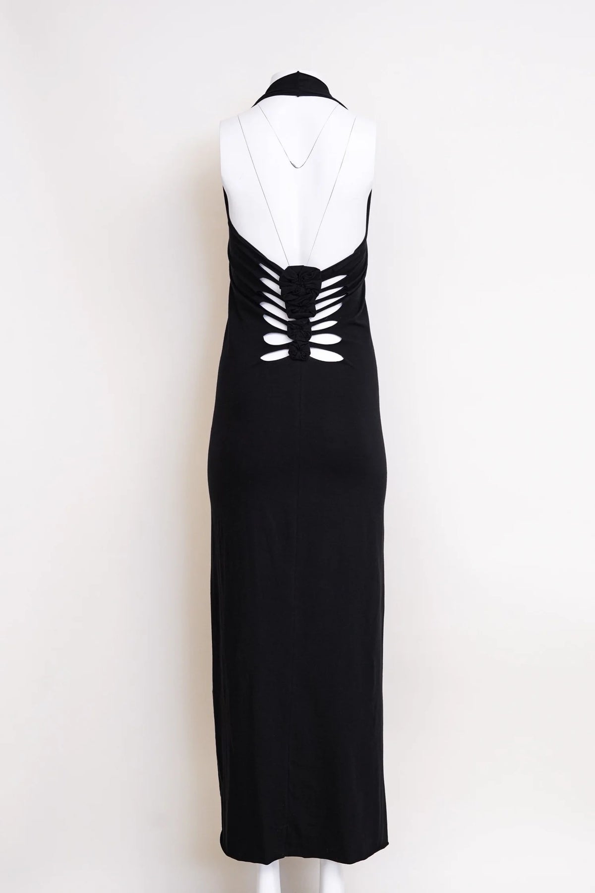 Jean Paul Gaultier long black cut-out dress early 2000s