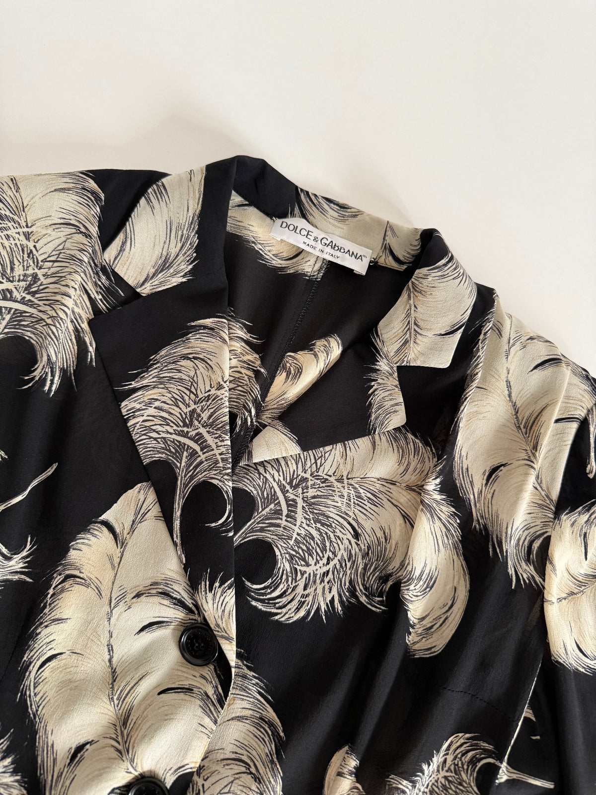 Dolce & Gabbana FW 1997 Runway black silk feather set