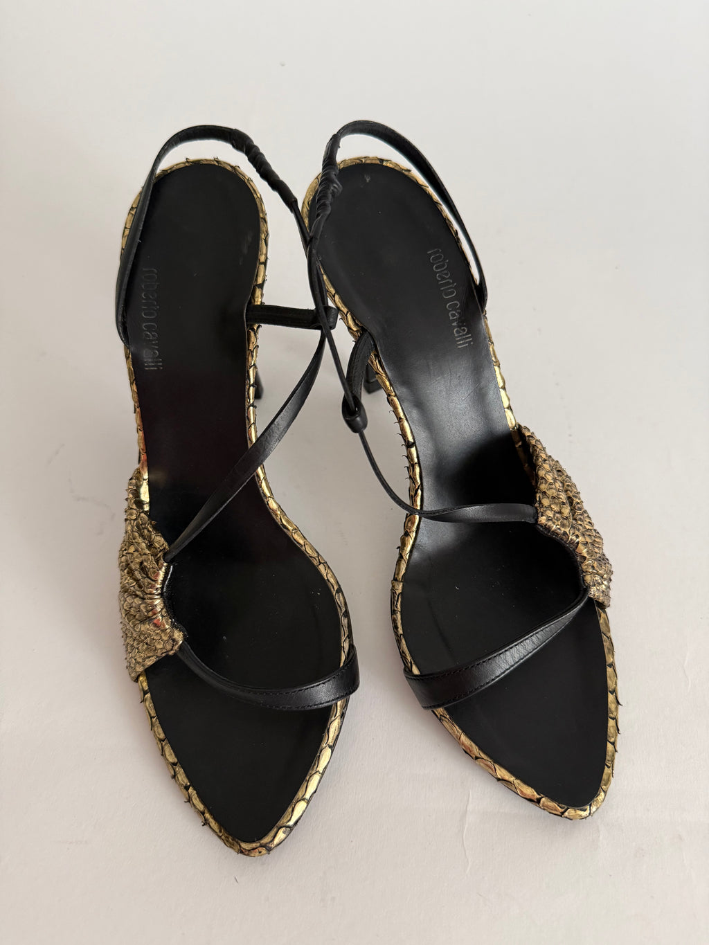 Roberto Cavalli F/W 2003 gold sandals