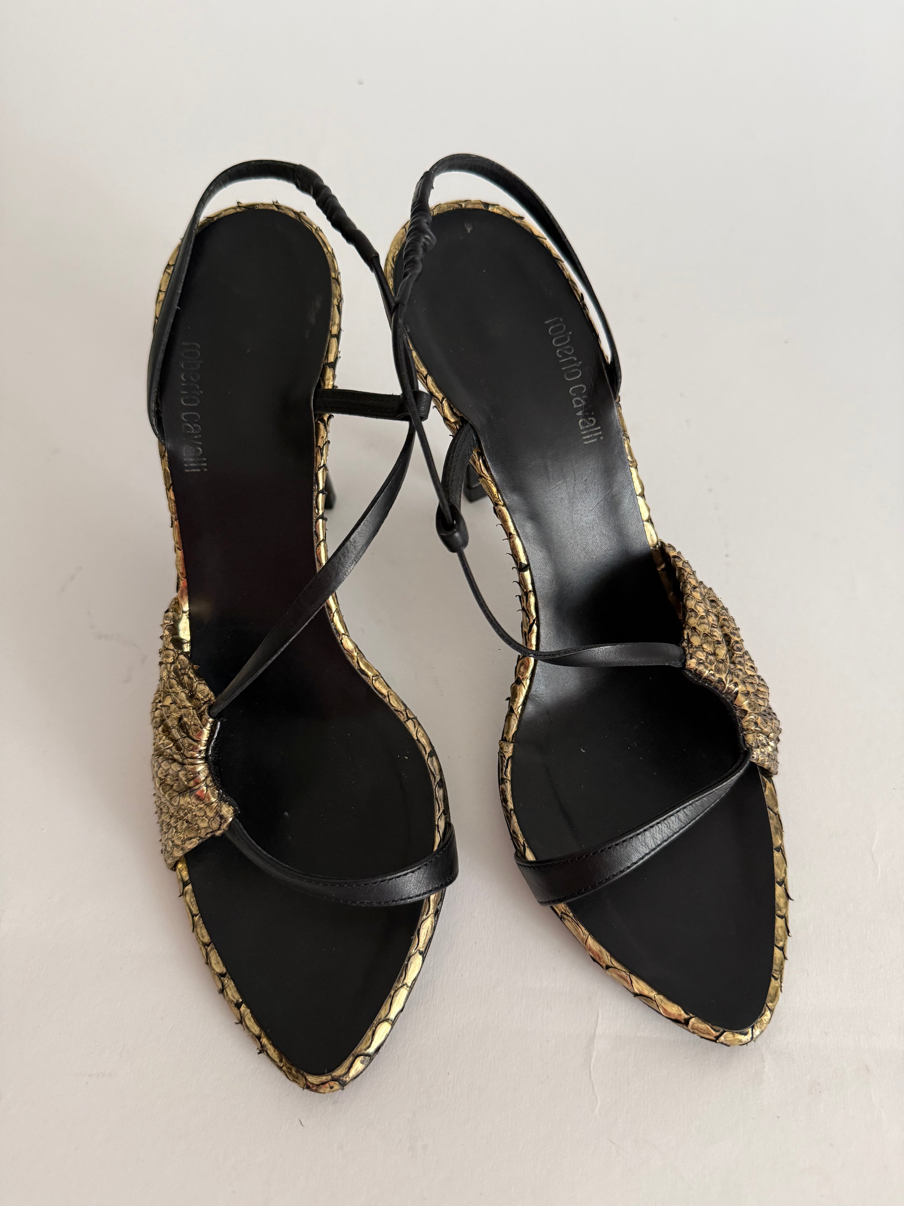 Roberto Cavalli F/W 2003 gold sandals