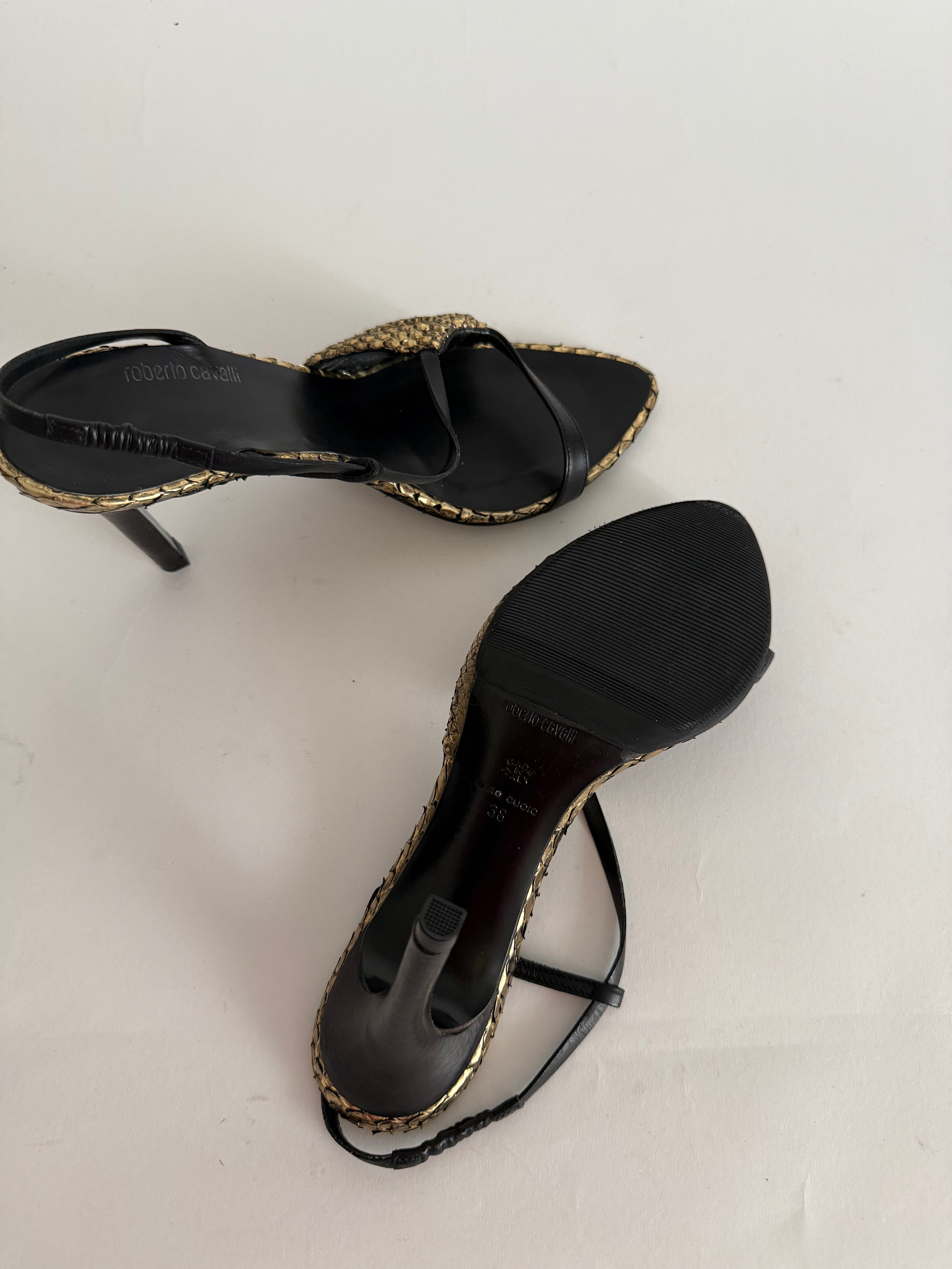 Roberto Cavalli F/W 2003 gold sandals