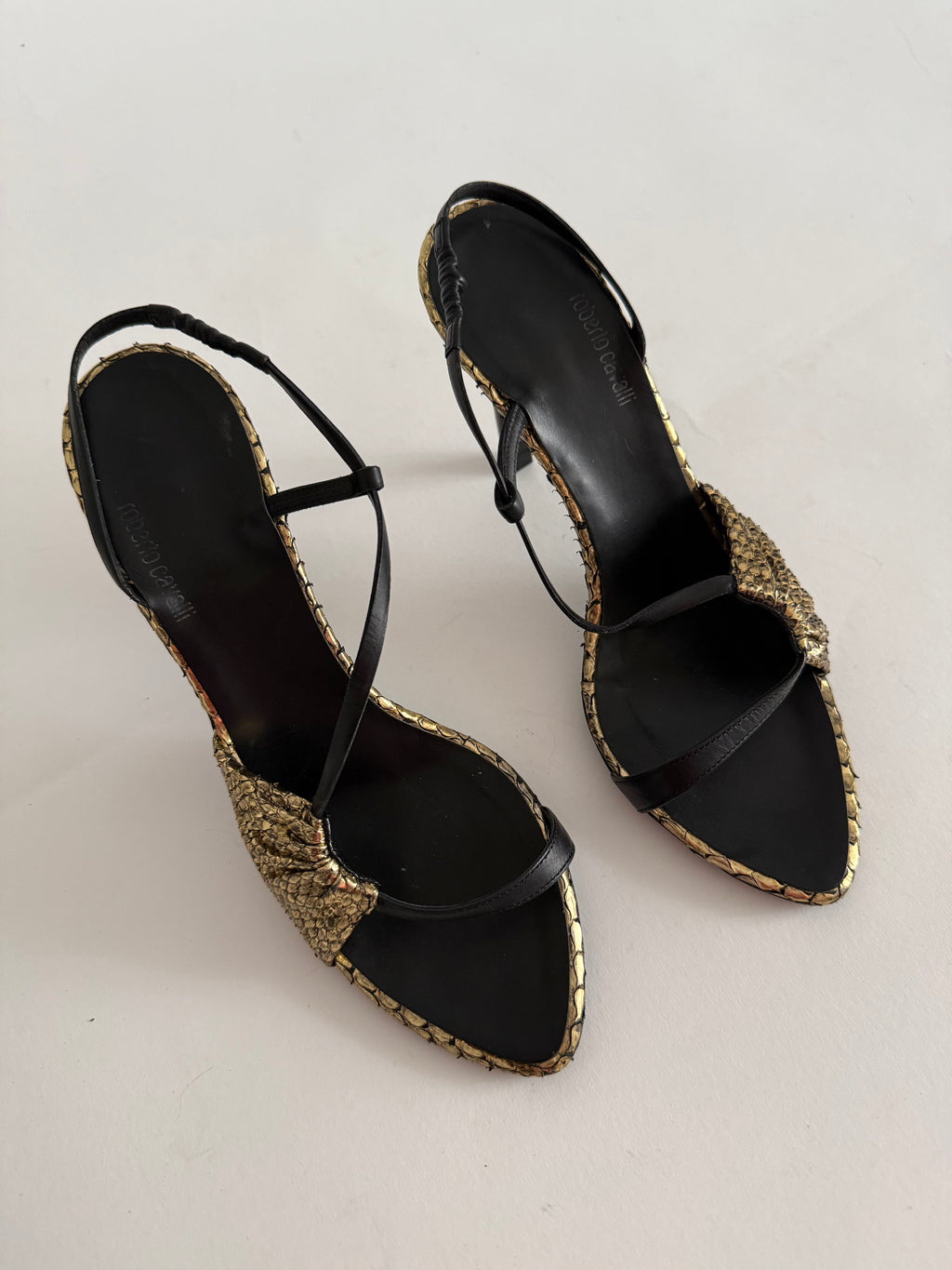 Roberto Cavalli F/W 2003 gold sandals