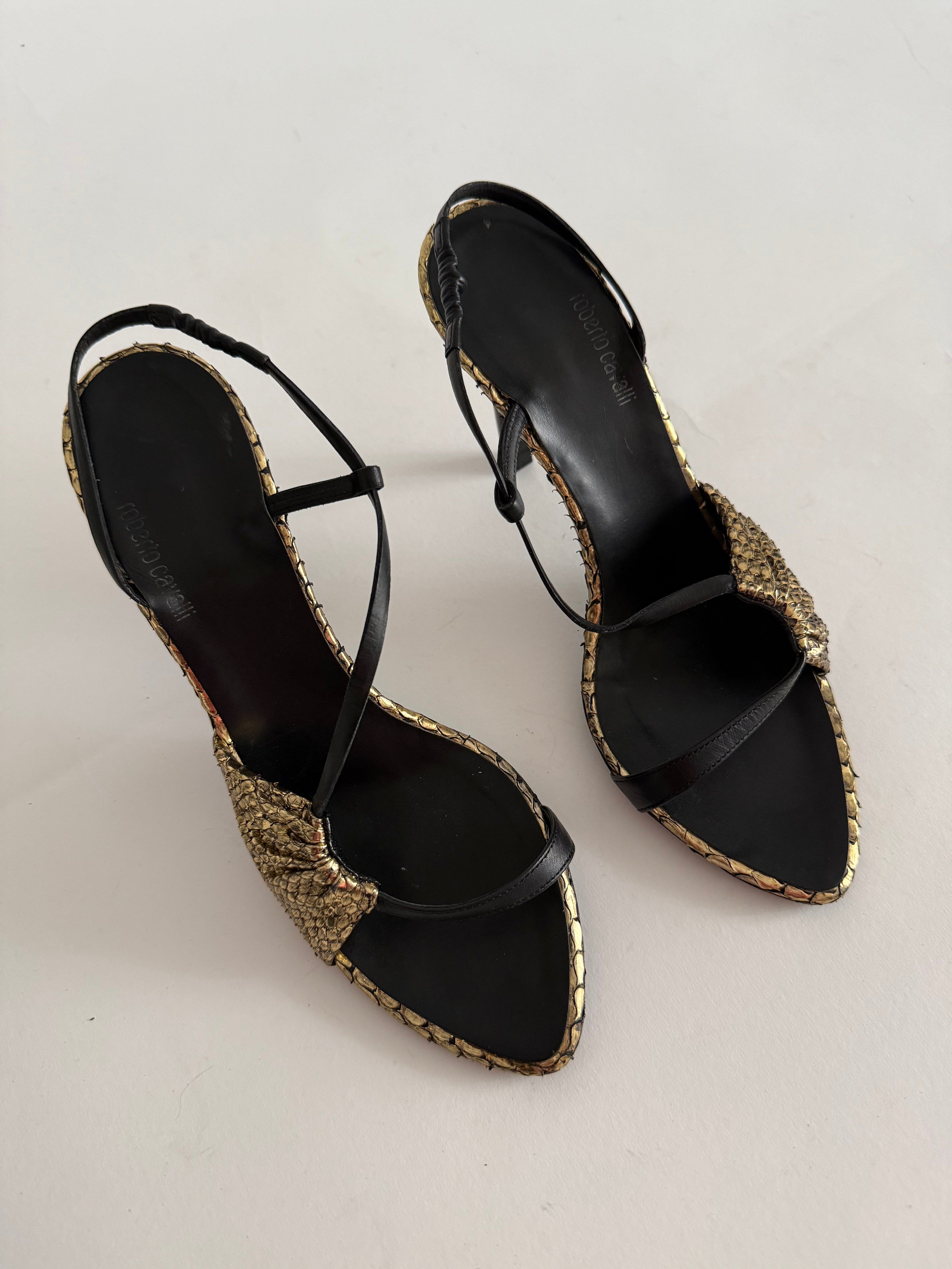 Roberto Cavalli F/W 2003 gold sandals