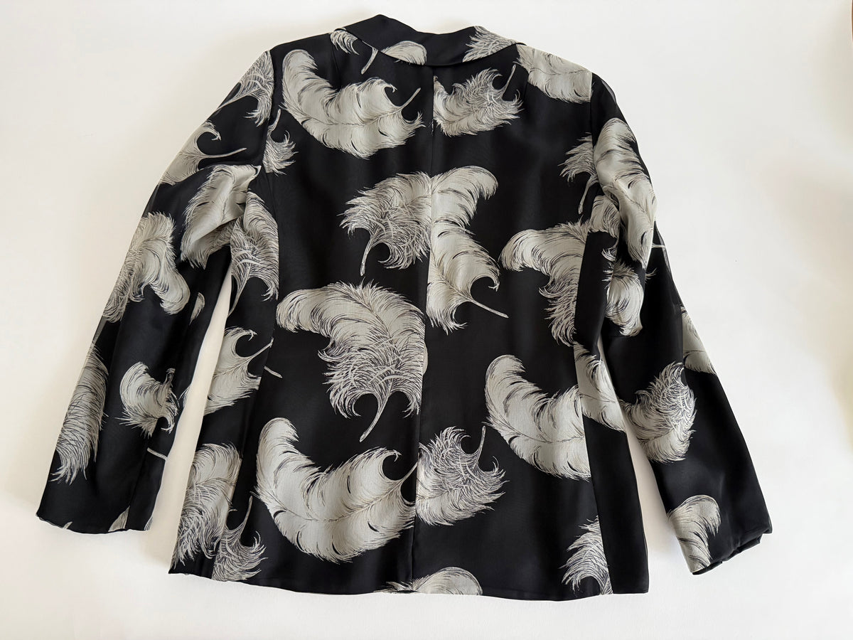 Dolce & Gabbana FW 1997 Runway black silk feather tailleur