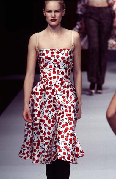 Dolce & Gabbana FW 1996 Runway silk set cherry print