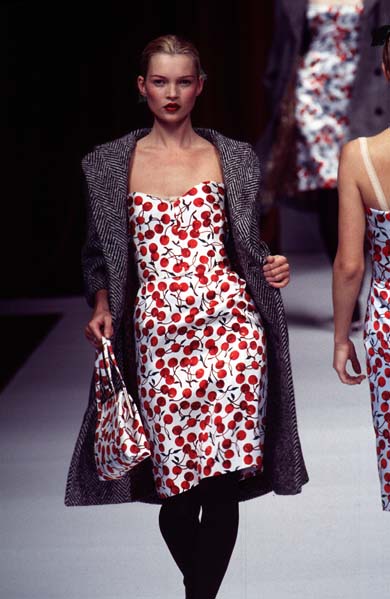 Dolce & Gabbana FW 1996 Runway silk set cherry print