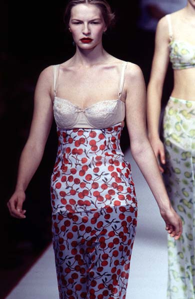 Dolce & Gabbana FW 1996 Runway silk set cherry print