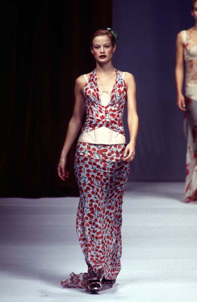 Dolce & Gabbana FW 1996 Runway silk set cherry print