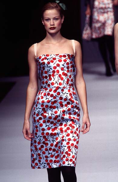 Dolce & Gabbana FW 1996 Runway silk set cherry print