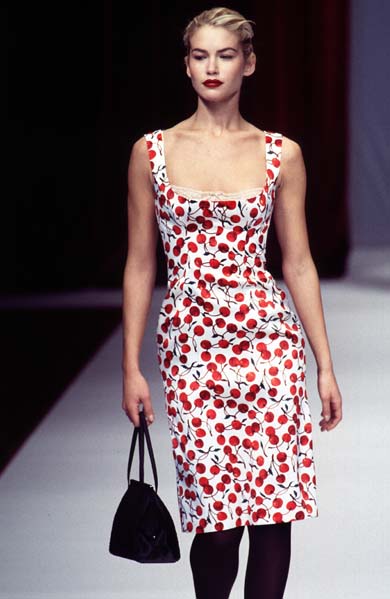 Dolce & Gabbana FW 1996 Runway silk set cherry print