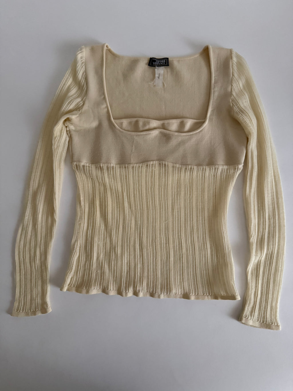 Gianni Versace beige milk FW 2002 Runway sweater