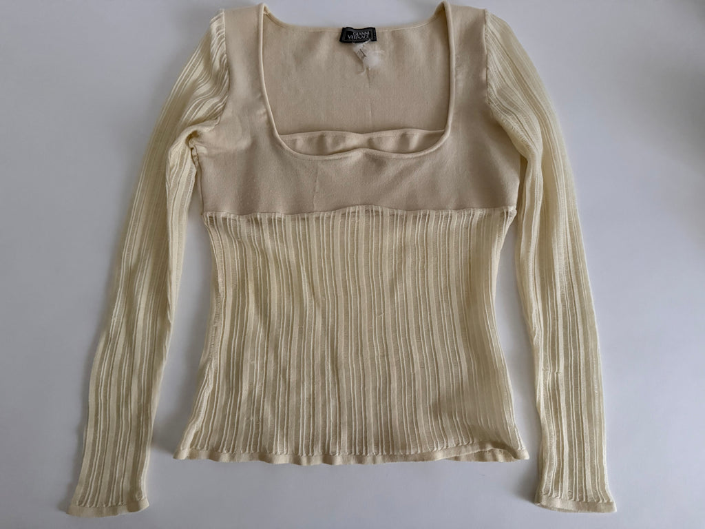 Gianni Versace beige milk FW 2002 Runway sweater