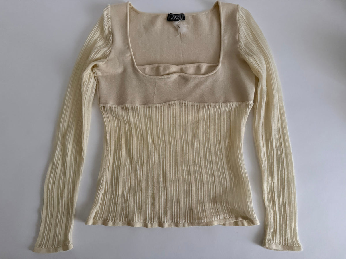 Gianni Versace beige milk FW 2002 Runway sweater