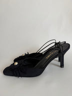 Chanel vintage slingback pearl CC