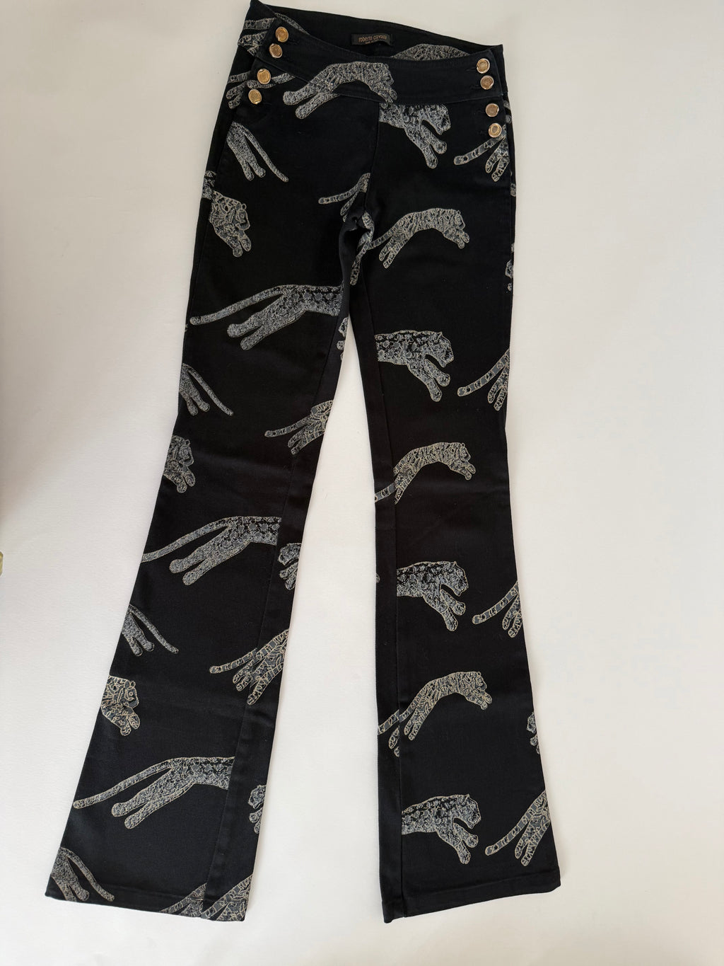 Roberto Cavalli FW 2002 Runway print black jeans