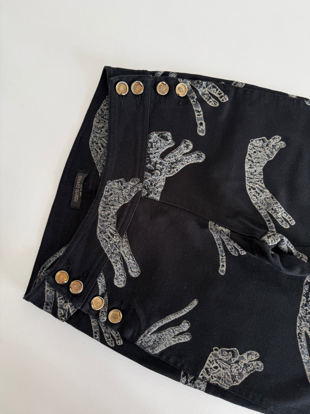 Roberto Cavalli FW 2002 Runway print black jeans