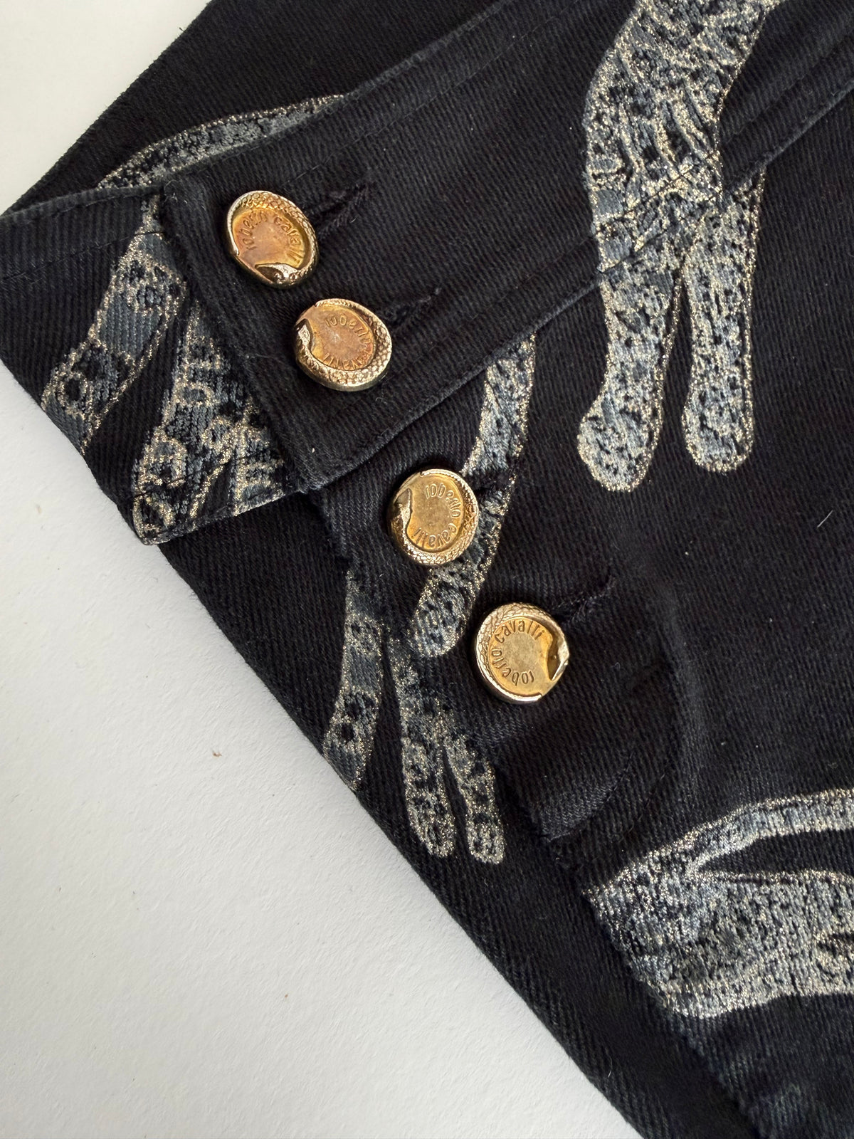 Roberto Cavalli FW 2002 Runway print black jeans