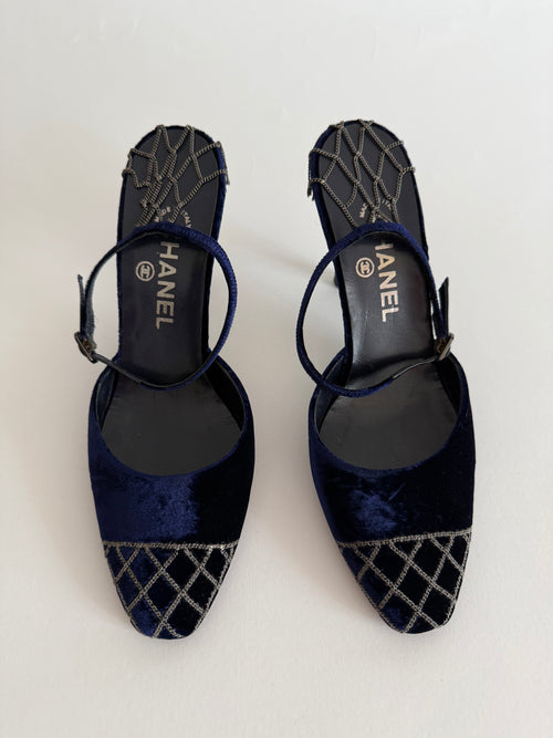Chanel velvet heels early 2000s