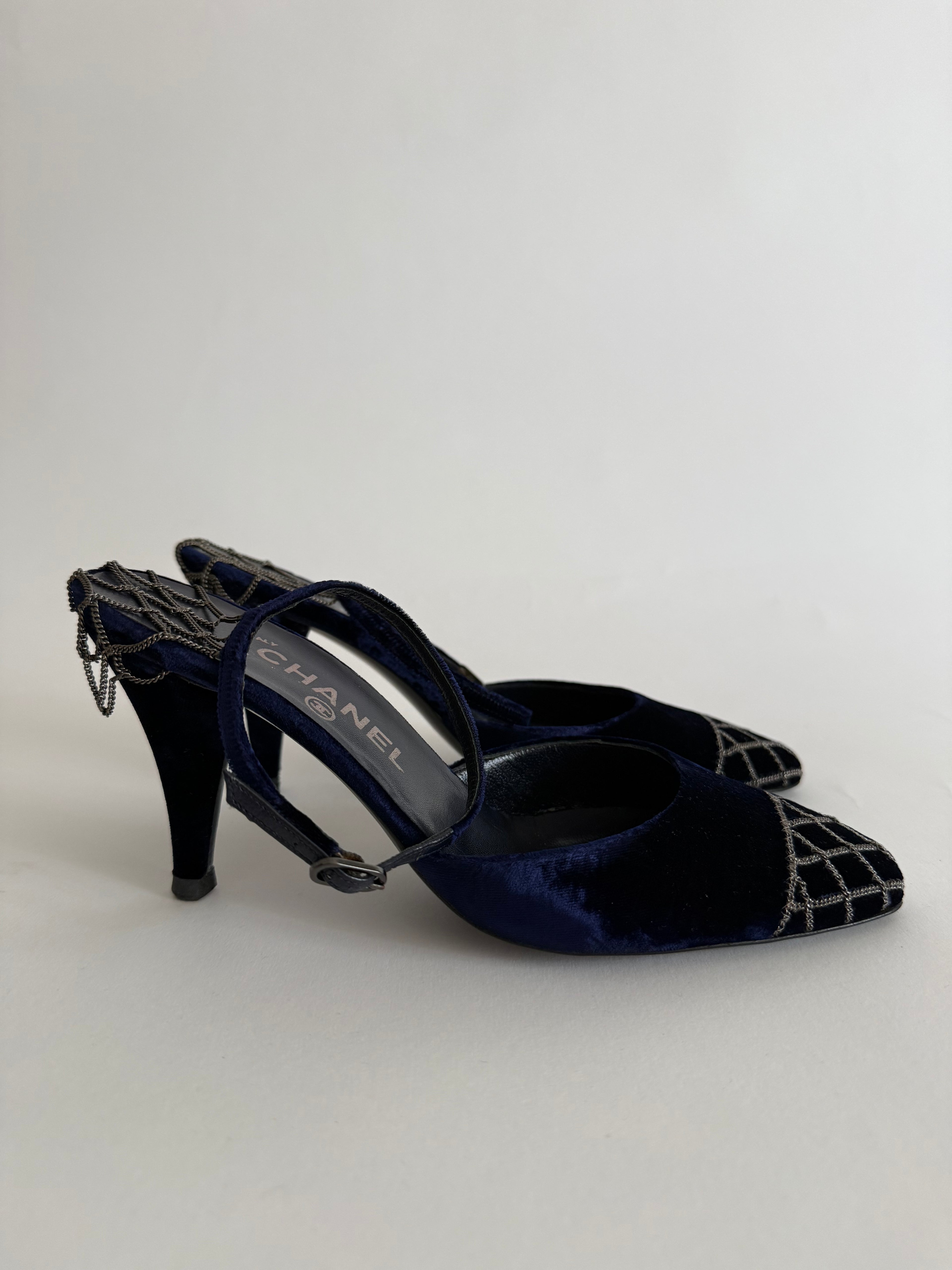 Chanel velvet heels early 2000s