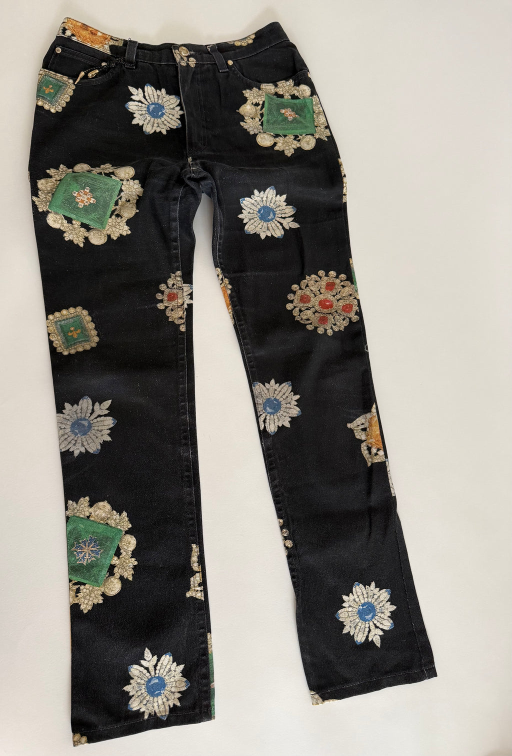 Roberto Cavalli FW 2002 black jewels print jeans
