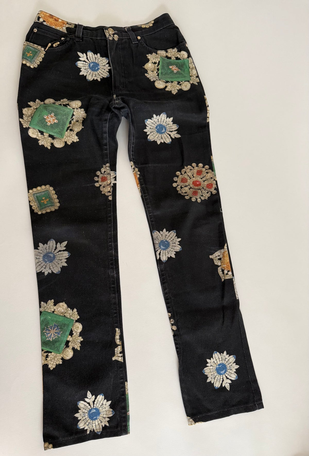 Roberto Cavalli FW 2002 black jewels print jeans