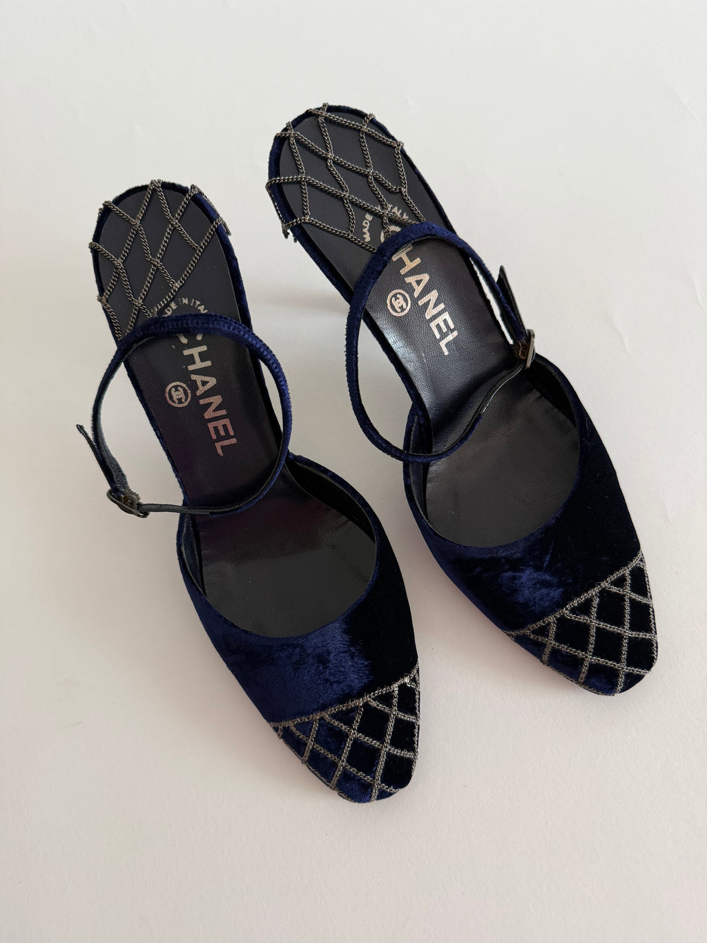 Chanel velvet heels early 2000s