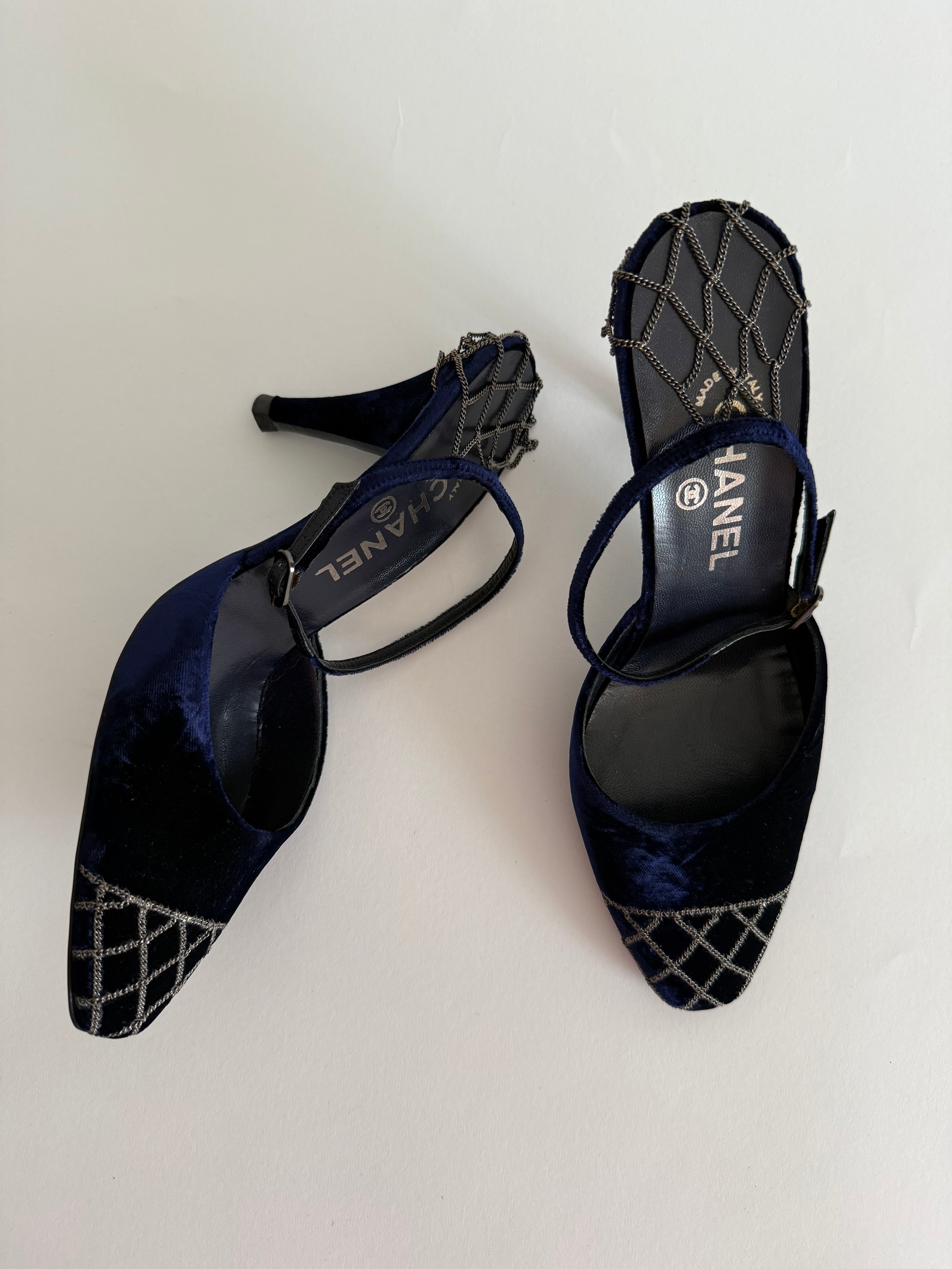 Chanel velvet heels early 2000s