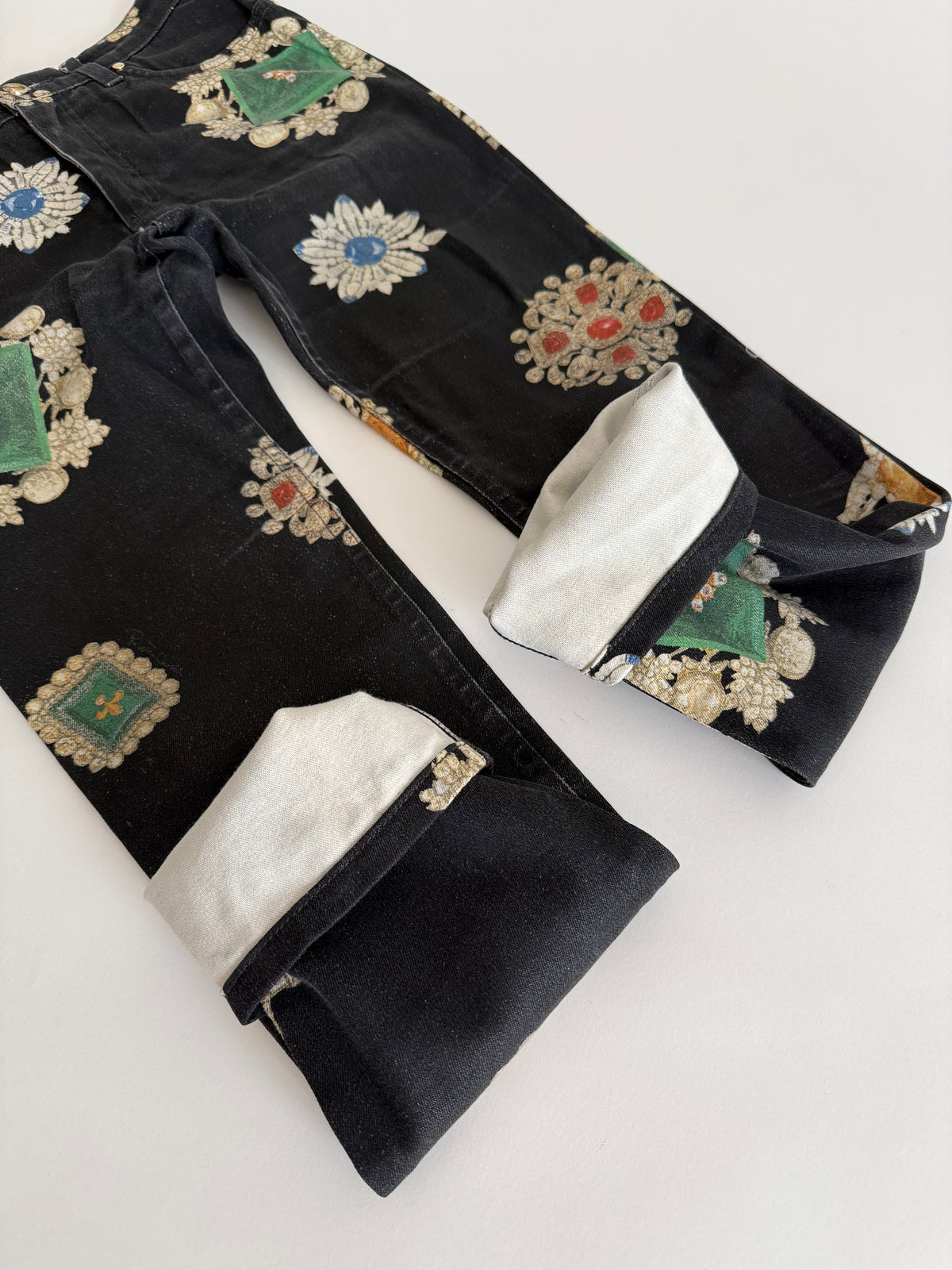 Roberto Cavalli FW 2002 black jewels print jeans