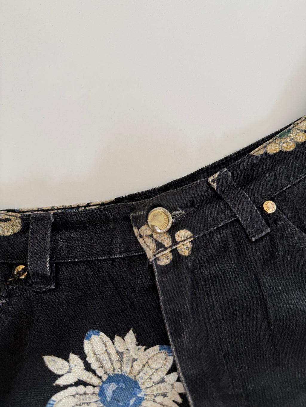 Roberto Cavalli FW 2002 black jewels print jeans