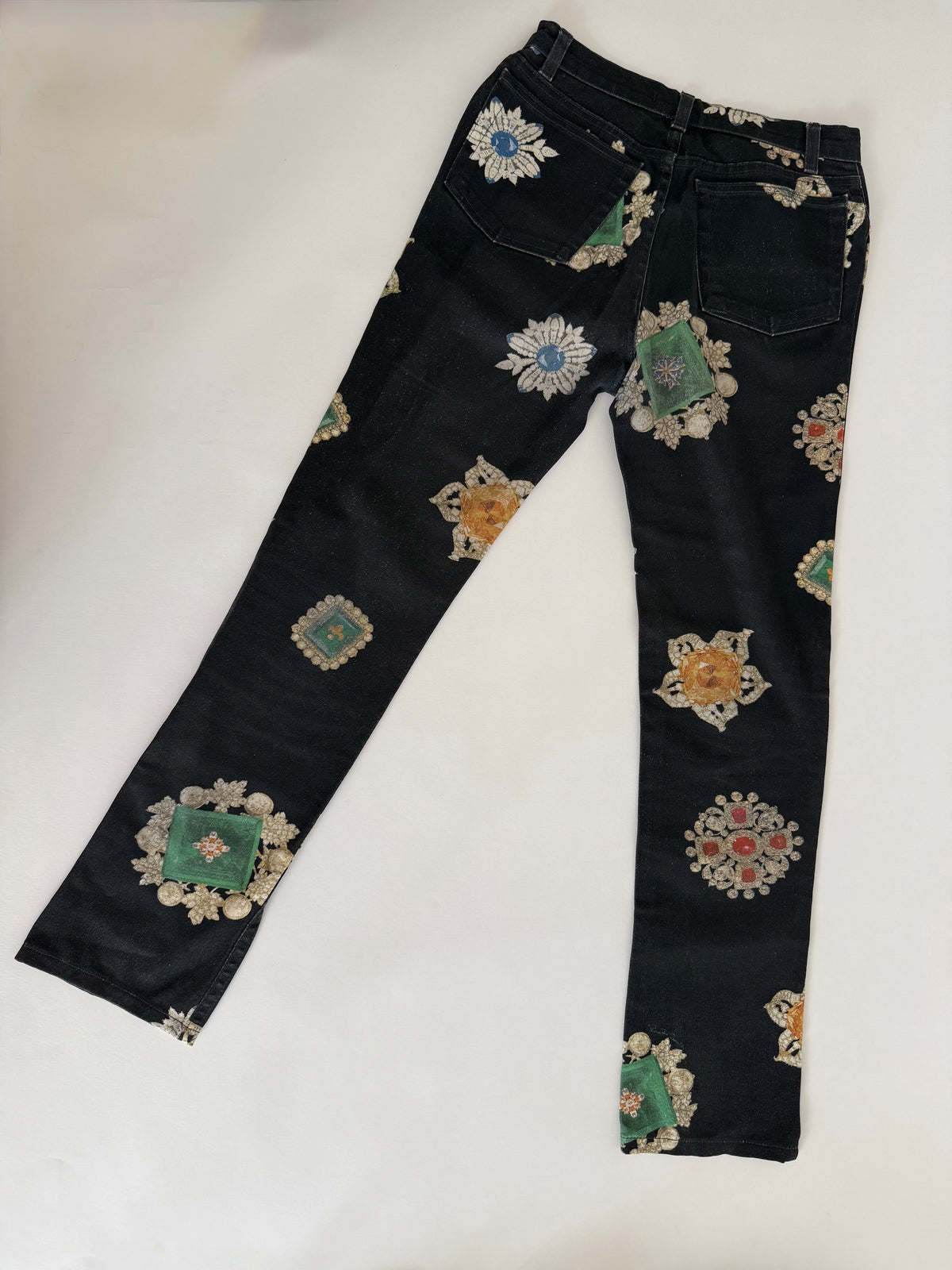 Roberto Cavalli FW 2002 black jewels print jeans