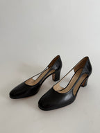 Black heels cut out leather