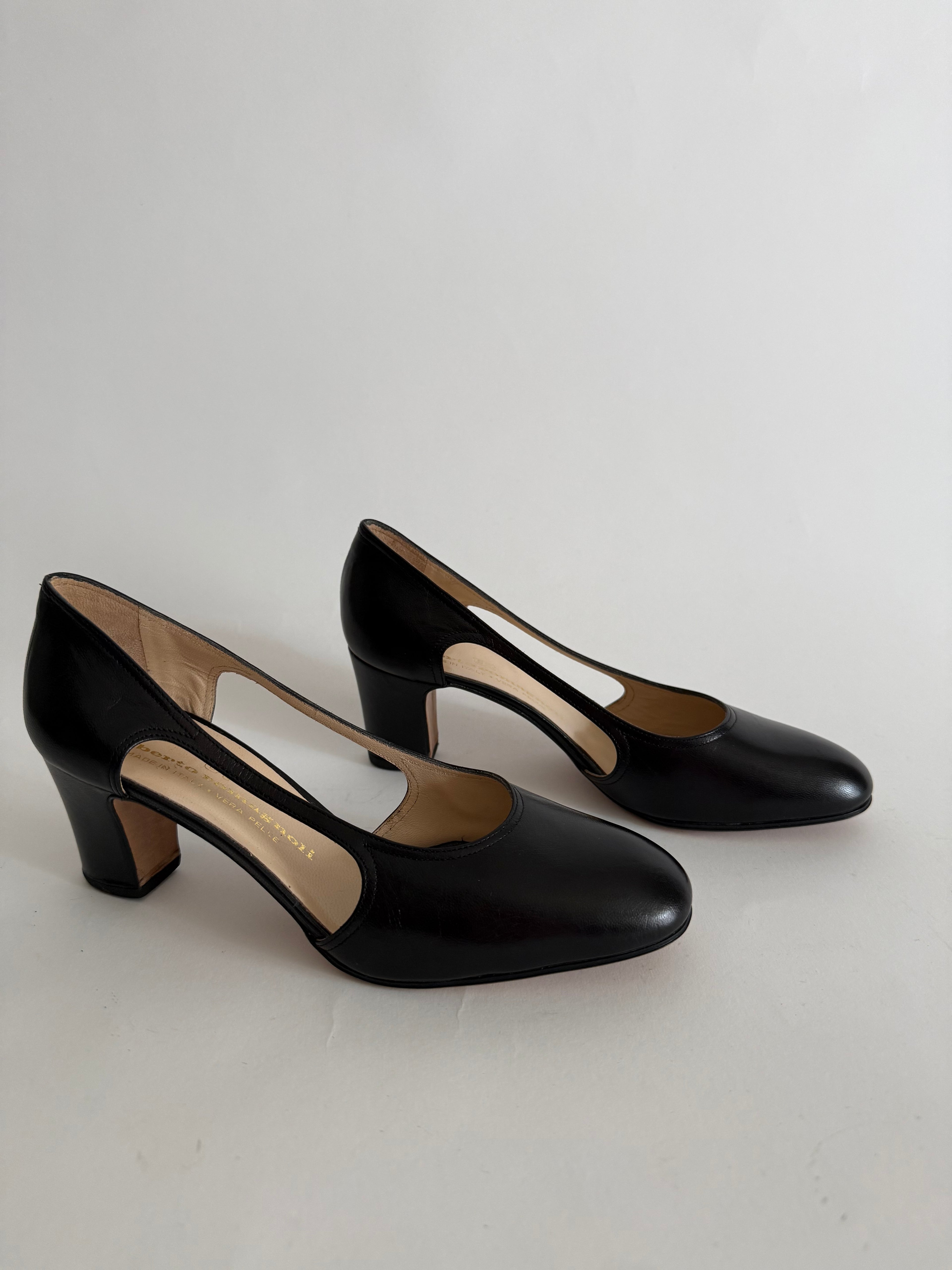 Black heels cut out leather