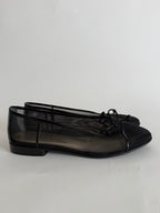 Black classic ballerinas transparent mesh